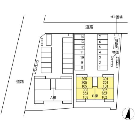 トリシア東和田　E（東）棟の区画図