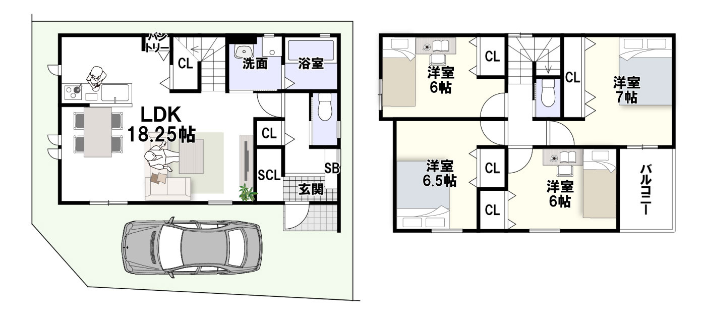 富田町5丁目Bプラン　建築条件付土地の参考プラン|新築参考プラン/建物価格2198万円、建物面積101.66m2