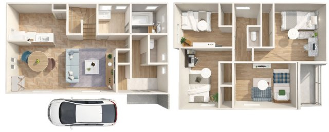 富田町5丁目Bプラン　建築条件付土地の参考プラン|新築参考プラン/建物価格2198万円、建物面積101.66m2（イメージパース）