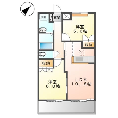 加古川市野口町良野のアパートの間取り
