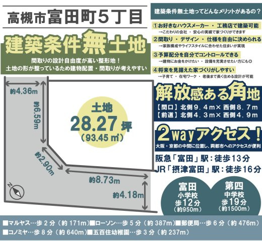 富田町5丁目　建築条件無土地の区画図