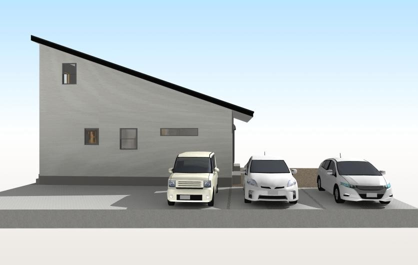 高知市八反町　売地（建築条件付き）の外観パース|シンプル×シャープな外観が目を引くデザイン住宅。