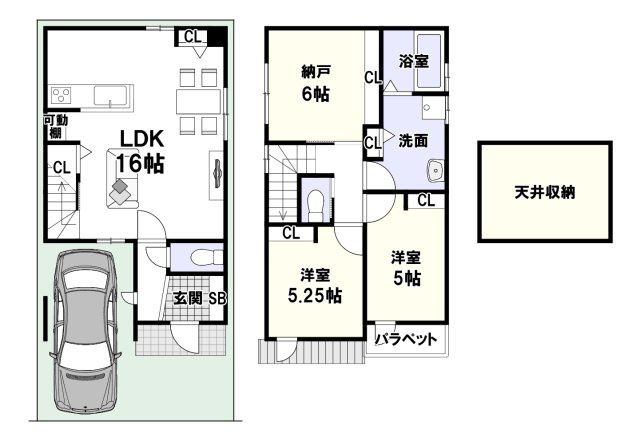 日向町Cプラン　建築条件付土地の参考プラン|新築参考プラン/建物価格1998万円、建物面積79.11m2