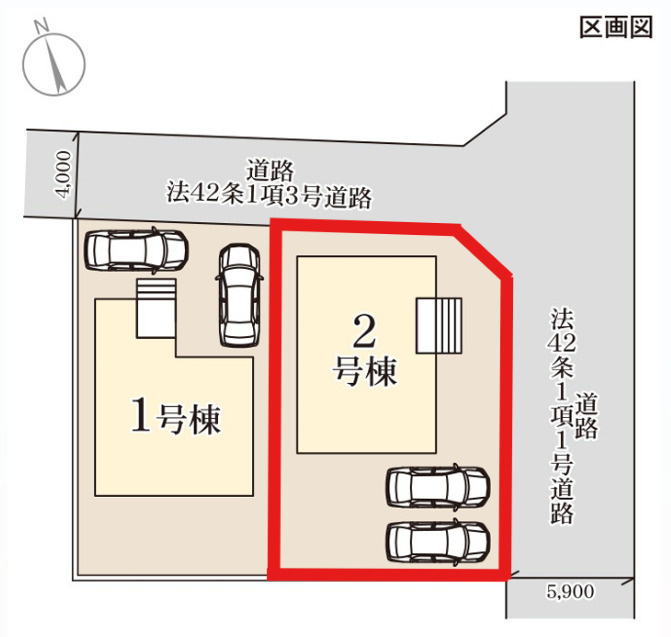 リーブルガーデン宇都宮岩曽町第3　2号棟の区画図|2号棟になります