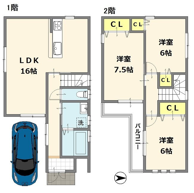東大阪市若江東町１丁目　中古戸建の間取り
