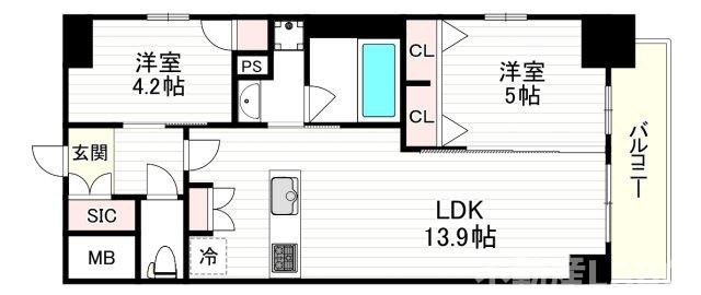 スプランディッド上本町WESTⅡの間取り