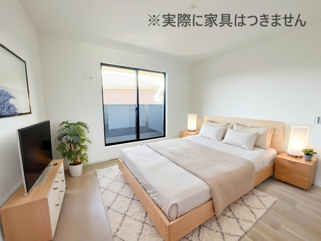 新築戸建・新築建売　KIP伊勢崎市今泉町1期の洋室|画像はバーチャルホームステージングの加工による演出で、実際の家具は付きません。