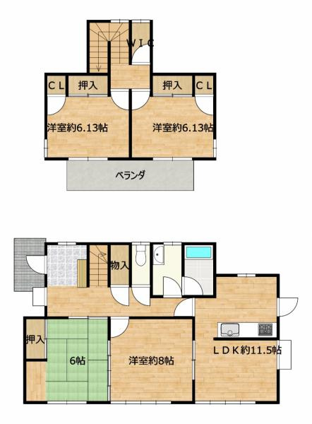 宇都宮市横山１丁目　4ＬＤＫ　中古住宅の間取り