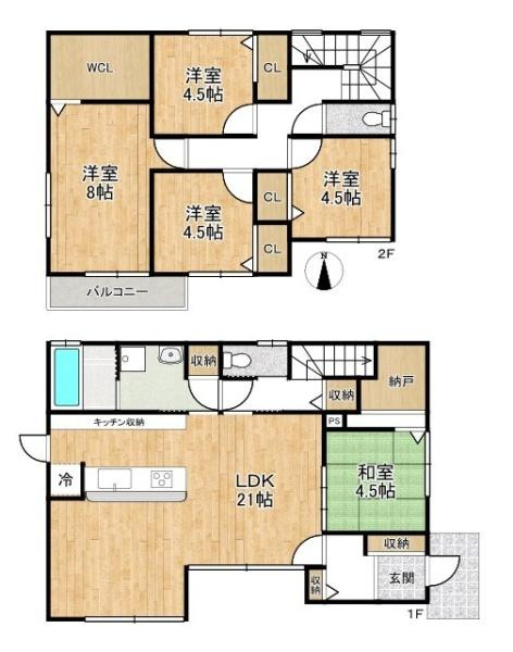 橿原市城殿町　一戸建の間取り