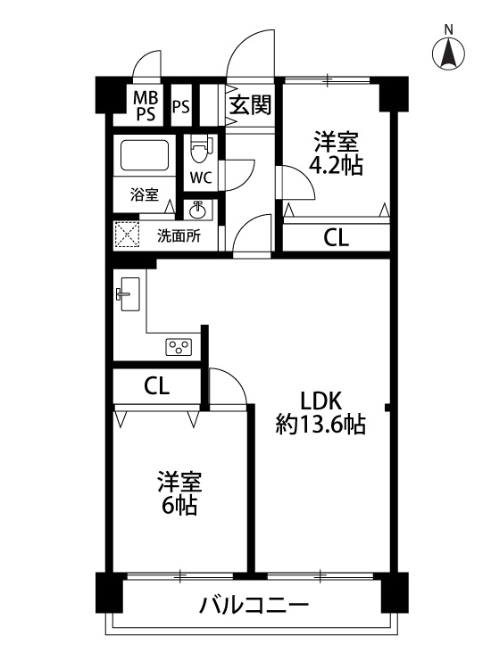 エメラルドマンション鶴見緑地の間取り