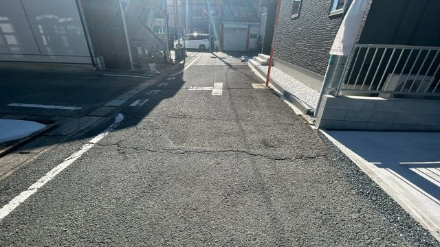 久留米市南2丁目1号地の前面道路含む現地写真