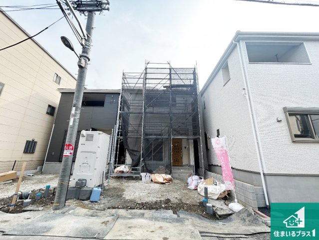 大阪市生野区田島　第4期　新築一戸建ての外観|周辺は落ち着いた街並みの住宅地！子育てがしやすい住環境です！まだ未完成ですが、現地でしかわからない事もございます。是非一度ご覧ください。