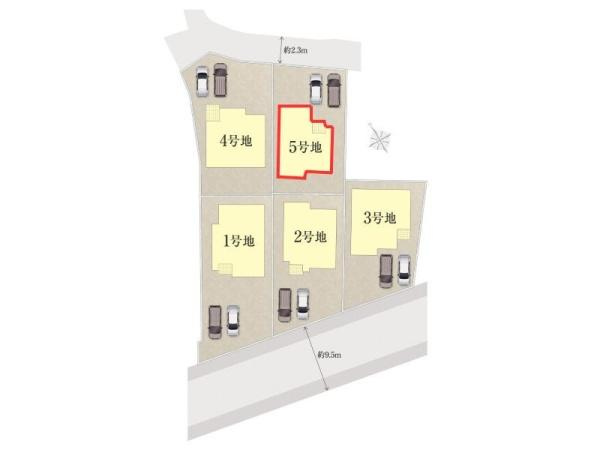 タマタウン鶴崎駅北　5号地の区画図|※図面と現況が異なる場合は現況を優先させていただきます。