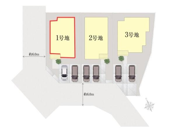 タマタウン美し野　1号地の区画図|※図面と現況が異なる場合は現況を優先させていただきます。