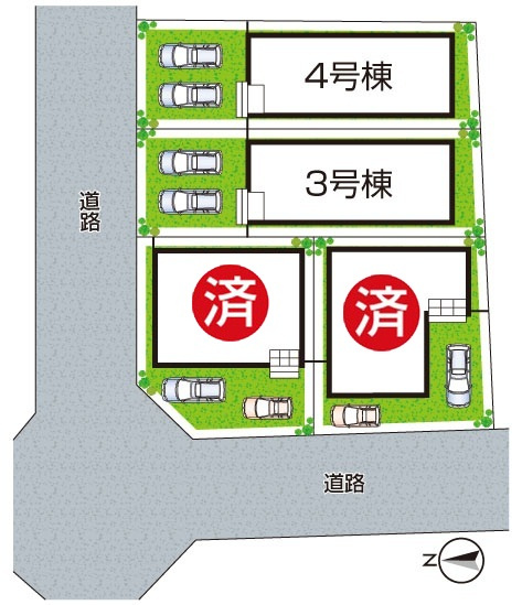 大阪市生野区田島　第4期　新築一戸建ての区画図|全4区画