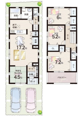 大阪市生野区田島　第4期　新築一戸建ての間取り