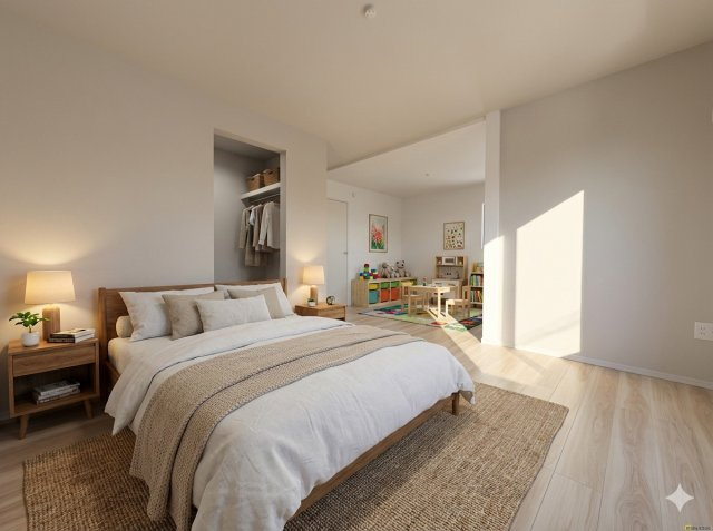 八潮市八條　新築戸建　全1棟の寝室|現況の物件写真にCGによる画像処理を行っています。家具、家電、小物、カーテン等はイメージはCGです。