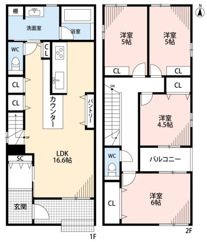 小牧市郷中２丁目　新築戸建　４号地の間取り|パントリーあり。インナーバルコニー。