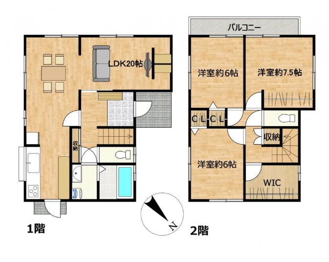 売中古戸建　中央区西伊場町の間取り