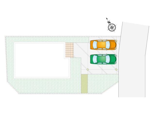 【区画図】並列2台駐車可能です。車の出し入れもスムーズに行えます。