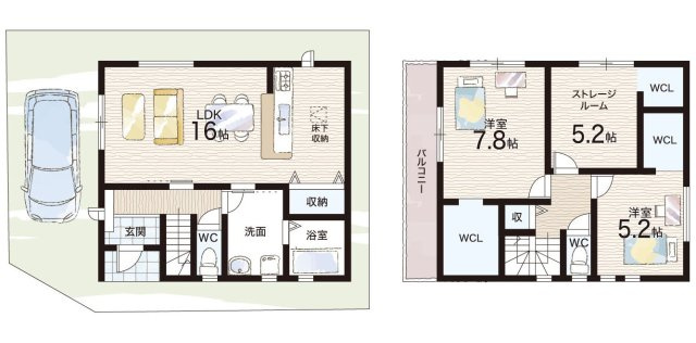 和泉市池上町　新築一戸建ての間取り