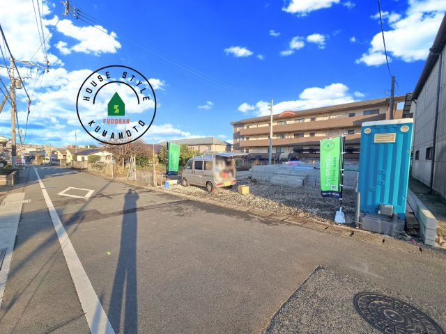 熊本市北区清水新地2丁目第6-2棟（1号棟）の前面道路含む現地写真|見学の時間などお気軽にお問い合わせ下さい。