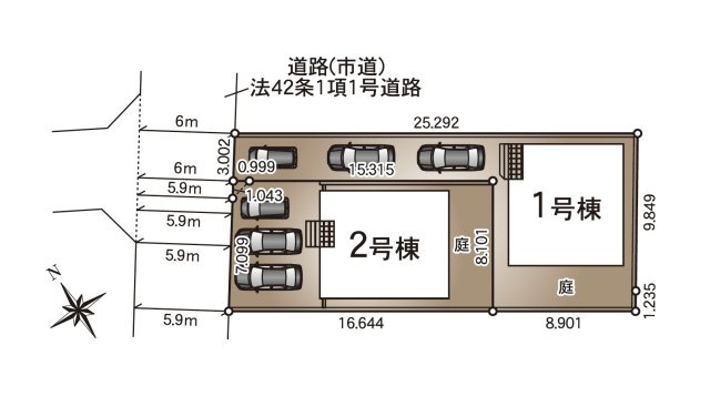 熊本市北区清水新地2丁目第6-2棟（1号棟）の区画図|配置図（1号棟）