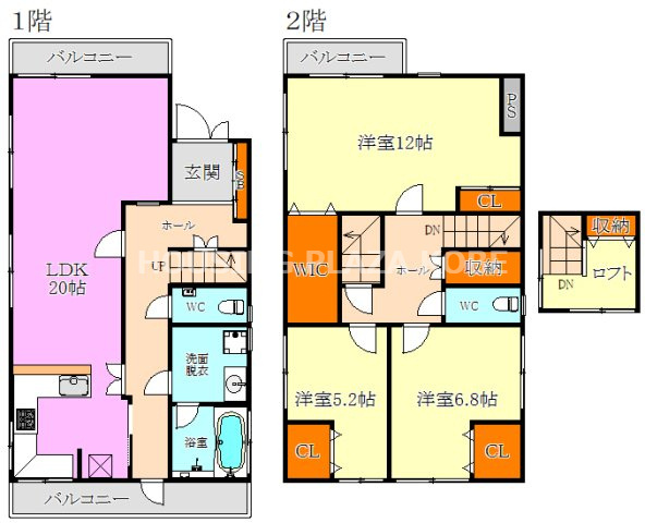 須磨区桜木町中古戸建の間取り|リビング　寝室がかなり広く、屋上にも屋根裏部屋がありつかいやすい間取りです。
