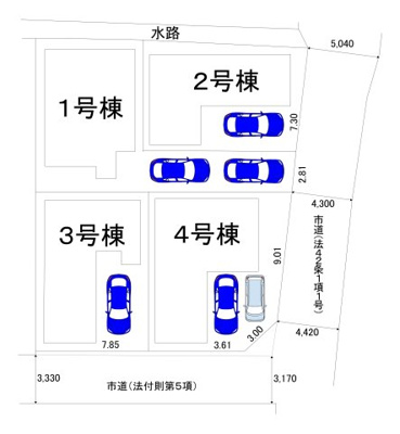 【区画図】 | 住道矢田４丁目　新築分譲住宅　全４区画