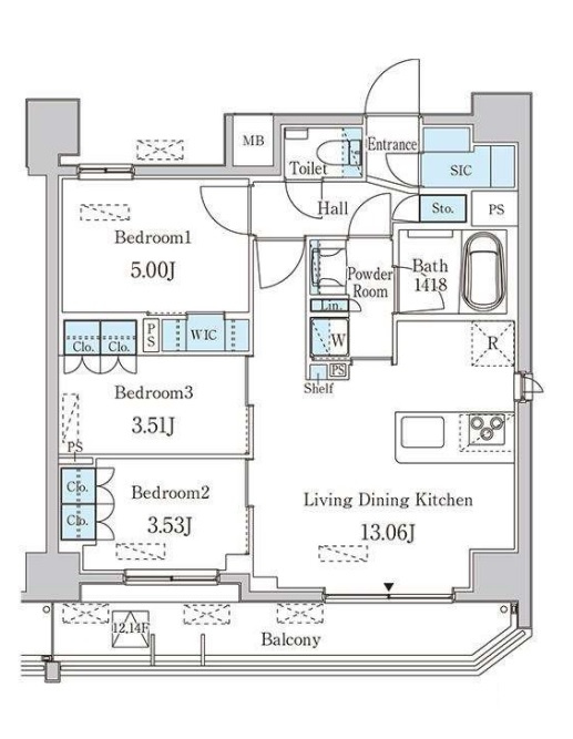 JP noie西蒲田の間取り|高層階角部屋カウンターキッチンの3LDK！