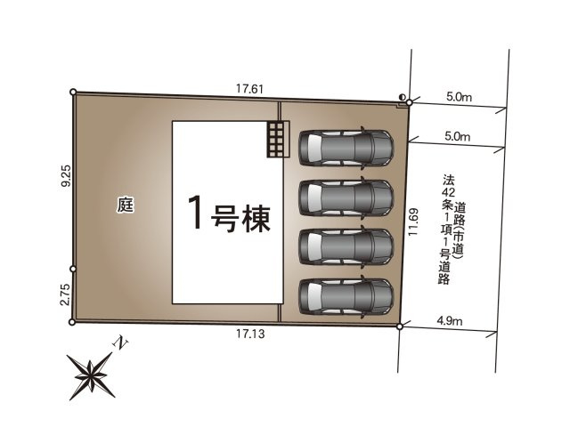 熊本市東区戸島7丁目第8-1棟（1号棟）の区画図|配置図（1号棟）