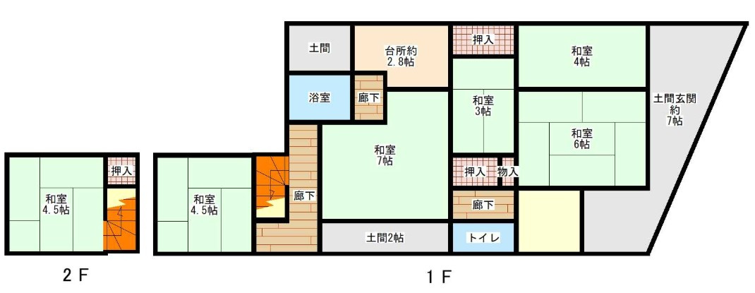 桐生市東小学校裏店舗兼住居の間取り