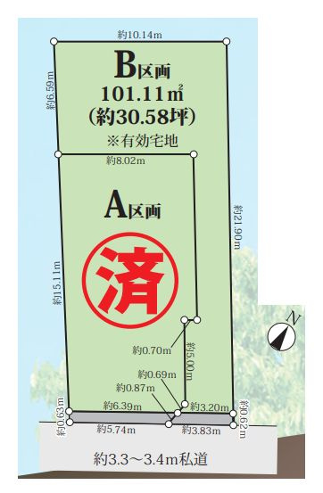 【区画図】 | 杉並区成田東３丁目　売地　B区画 | 南阿佐ヶ谷駅より徒歩9分の好立地です！