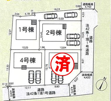 つくば市大曽根　第1　2号棟の区画図