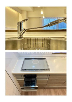 【キッチン】 | 日神パレステージ北千住 | 【キッチン水栓】キッチン水栓はシャワーヘッドが伸びますのでシンクの隅々まで届きます。