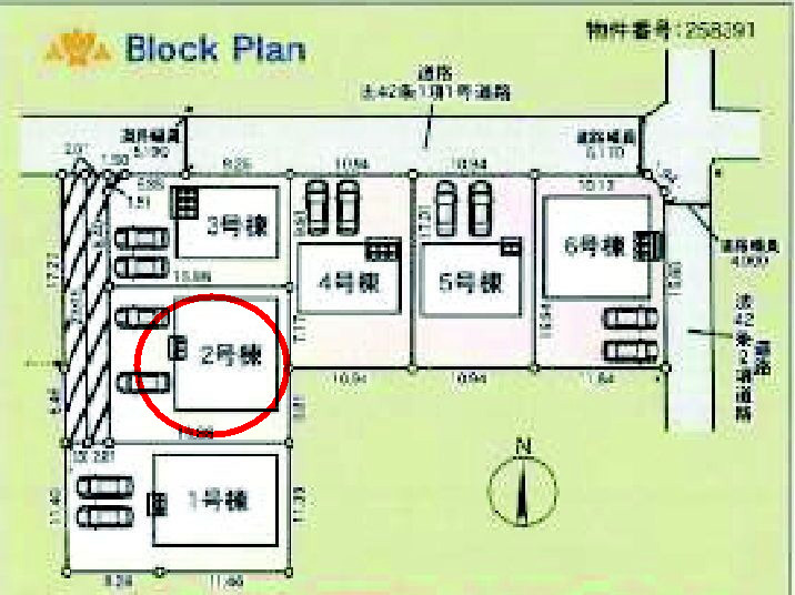 クレイドルガーデン高崎市箕郷町白川第2　2号棟（平屋）の区画図|駐車場３台ご用意しています！
並列駐車なので、車の出し入れもしやすいですよ！