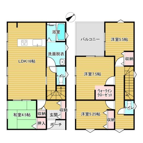 ひたちなか市大字市毛オール電化中古住宅の間取り