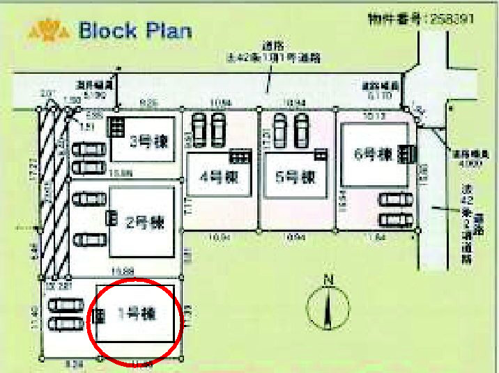 クレイドルガーデン高崎市箕郷町白川第2　1号棟（平屋）の区画図|駐車場２台ご用意しています！
並列駐車なので、車の出し入れもしやすいですよ！