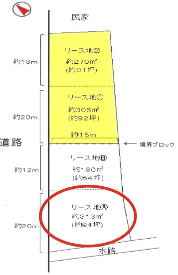 大津市中野３丁目の事業用地の区画図