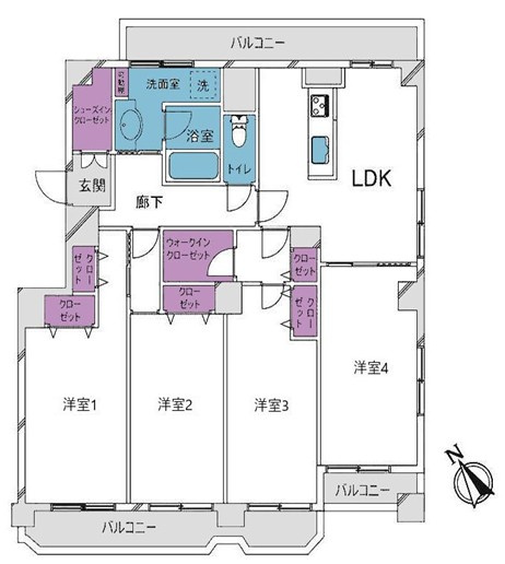 【間取り】 | 成増第３シャトレ | 北・東・南、３方向の角部屋となっていますので、陽当たり・通風良好です！すべての部屋に開口部があります。