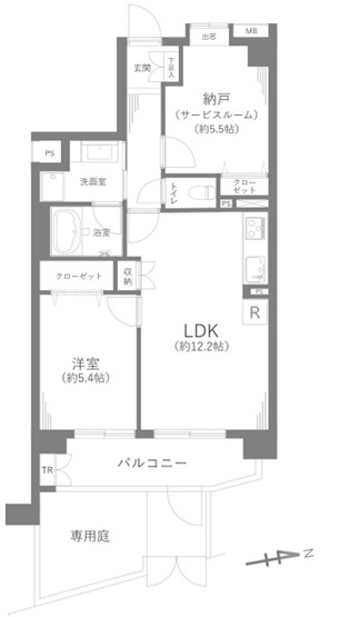 【間取り】 | レーベンハイム東武練馬 | 東向きのお部屋、１階なので、専用庭も付いています！
