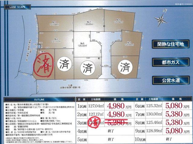 【土地図】 | ★仲介手数料無料★ 青葉区美しが丘西2丁目　全１０区画　建築条件無し売地 | 仲介手数料無料！お問合せ下さい/080-7058-7312 