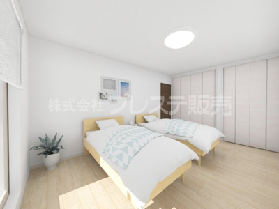 【洋室】 | 奈良市菅原町の新築一戸建 全７区画 | １号地２階洋室（主寝室）完成イメージ／南向きですので、陽あたり良好です♪