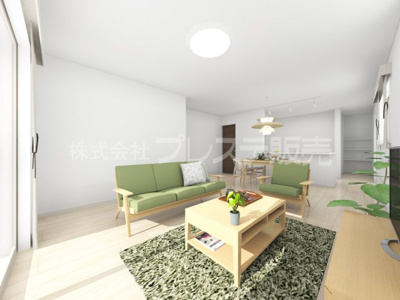 【居間・リビング】 | 奈良市菅原町の新築一戸建 全７区画 | １号地リビング完成イメージ／ＬＤＫ18.5帖！南向きですので、陽あたり良好です♪※モデルハウスあり