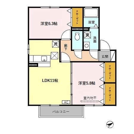 タウンコートくろい駅東 Ⅱの間取り