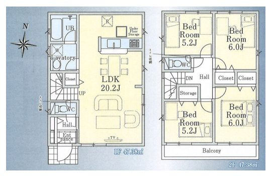 【間取り】 | 西東京市柳沢６丁目　新築戸建て | 4LDK・土地面積106.42ｍ2・建物面積94.76ｍ2