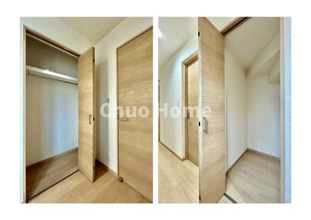 墨田区向島5丁目中古住宅の収納|居室にはクローゼットを完備し、自由度の高い家具の配置が叶うシンプルな空間です。お子様の成長と必要になる子供部屋を与えるにはぴったりの間取りですね。