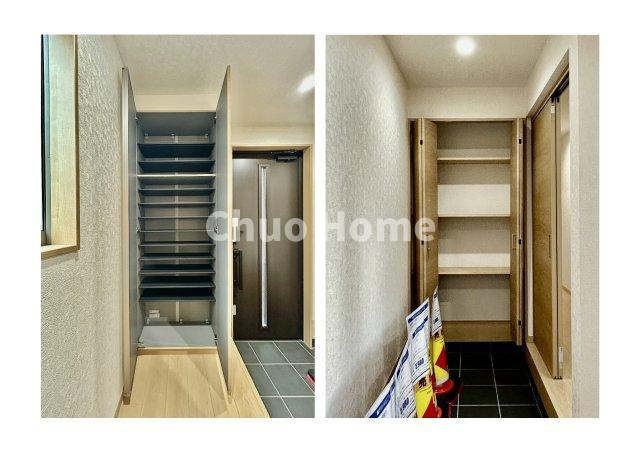 墨田区向島5丁目中古住宅の玄関|【玄関】玄関には大型のシューズクローゼットを設置しておりますのでいつでもスッキリりとした空間を保てます。玄関周りを清潔に使うのはとても大事なことですよね。