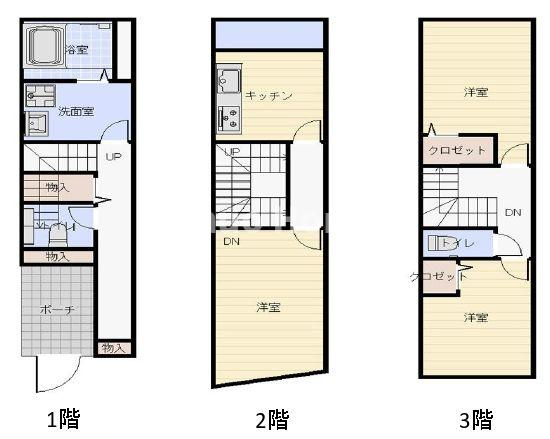 墨田区向島5丁目中古住宅の間取り|南西道路につきまして日当たり・通風良好