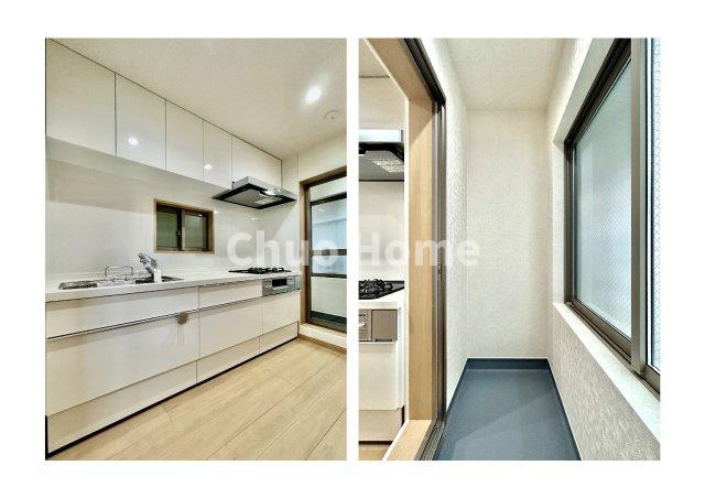 墨田区向島5丁目中古住宅のキッチン|ワイドで収納豊富なシステムキッチン